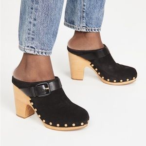 NEW Veronica Beard ‘Dacey’ Suede Black Clogs Mules 8
